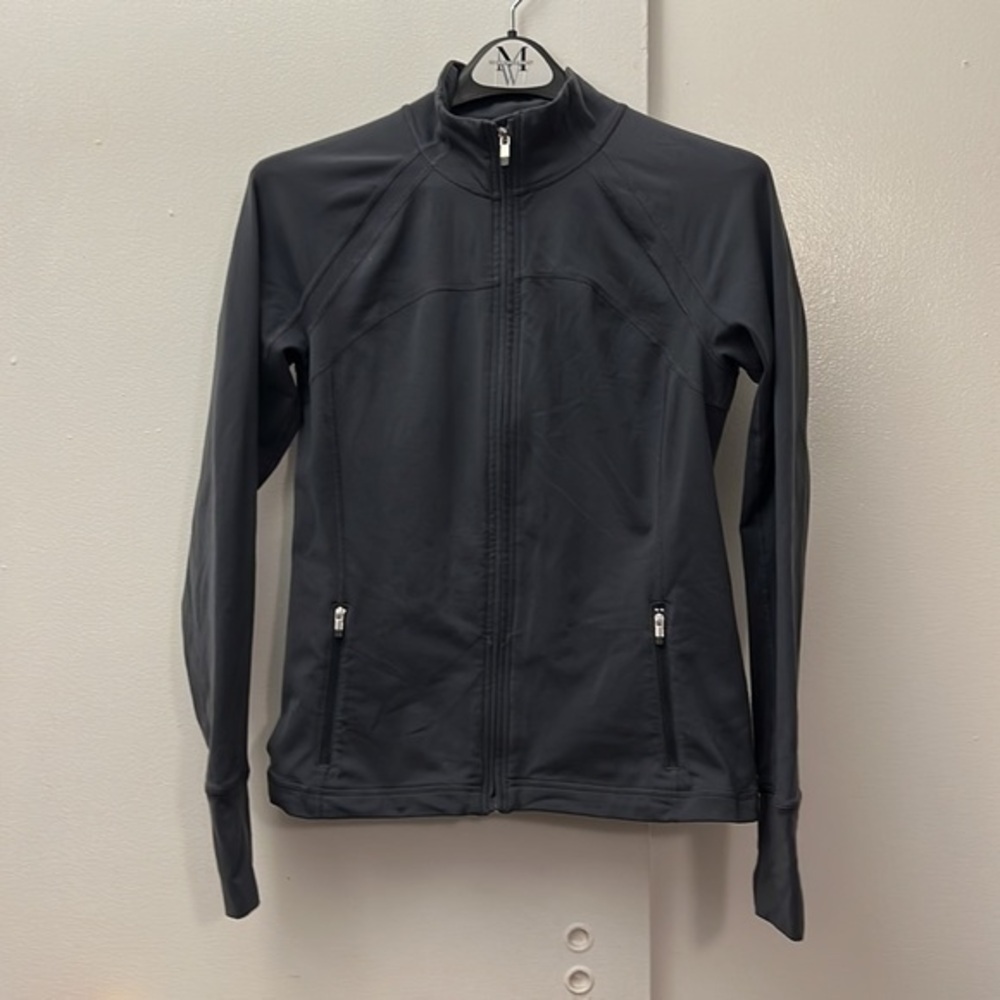 Gap Active Zip-Up zipper pockets Heather grey